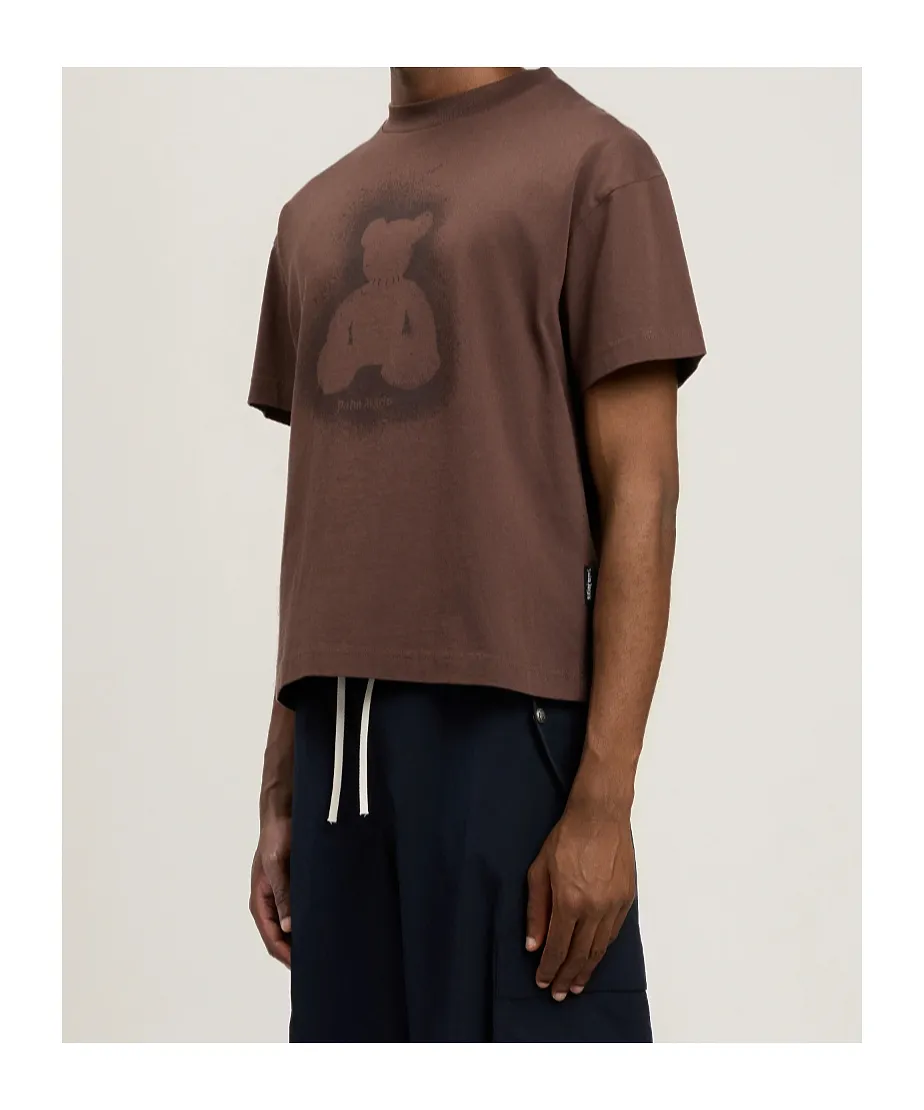Palm Angels Spray Bear Printed Crewneck T-Shirt