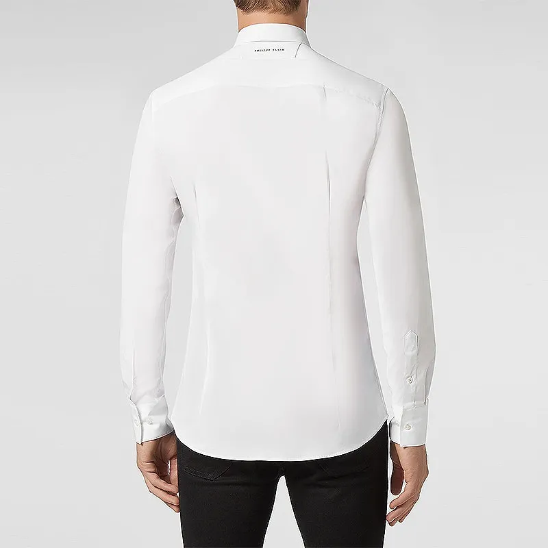 Skull Embroidered Long-Sleeved Shirt