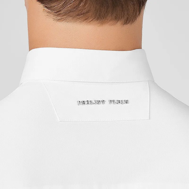 Skull Embroidered Long-Sleeved Shirt