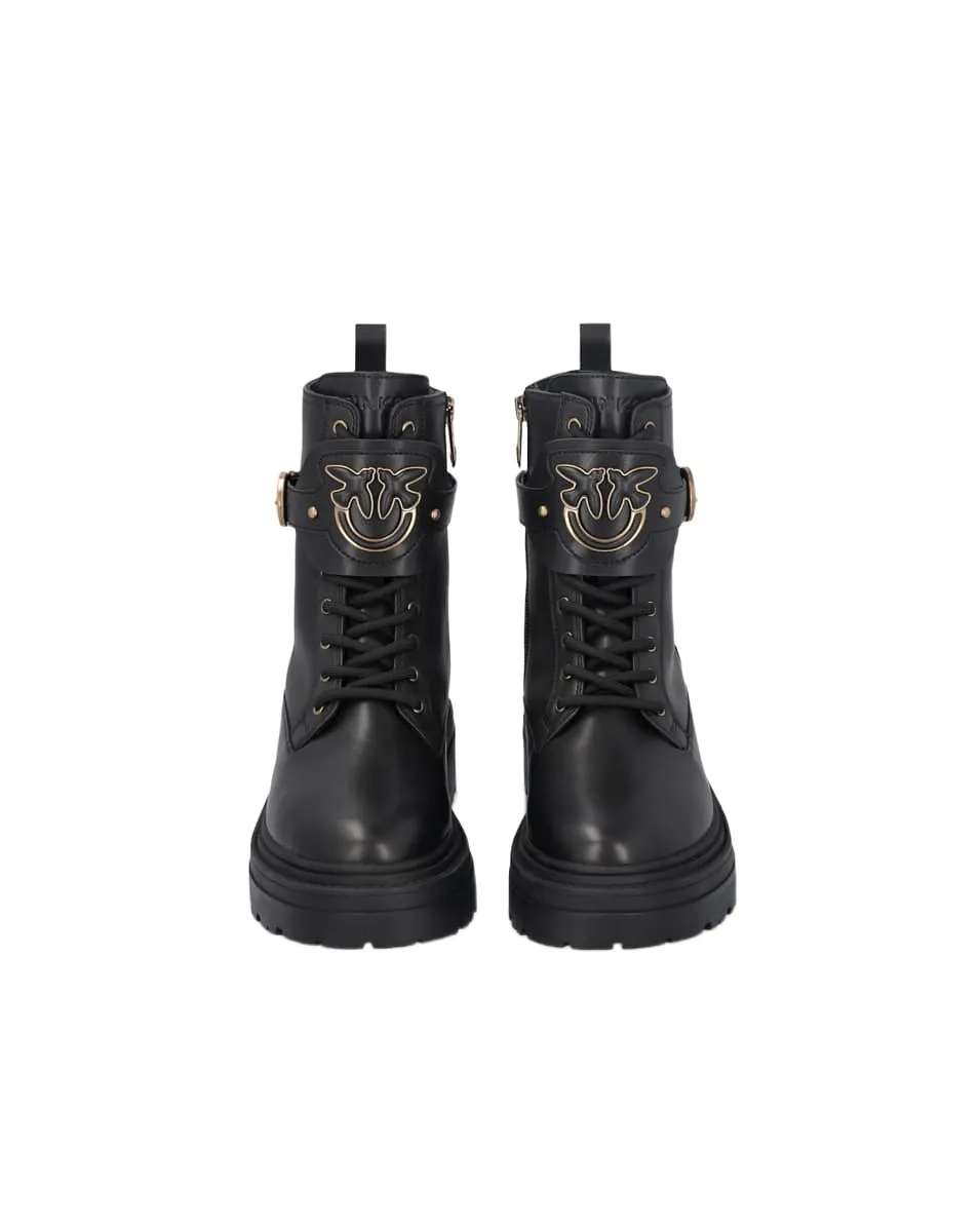 Pinko Logo Plaque Combat Boots