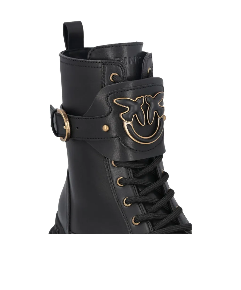 Pinko Logo Plaque Combat Boots