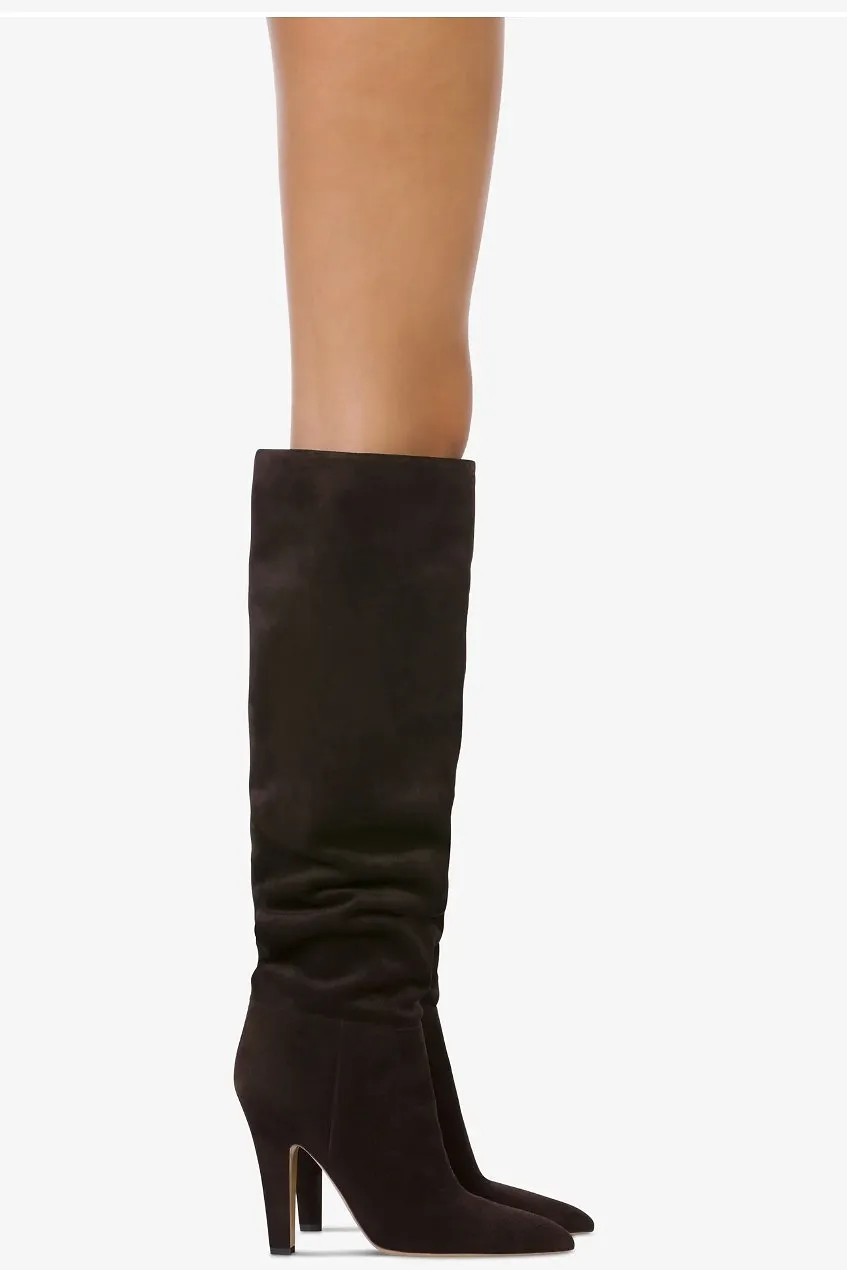 Pointed-Toe Knee-High Boots