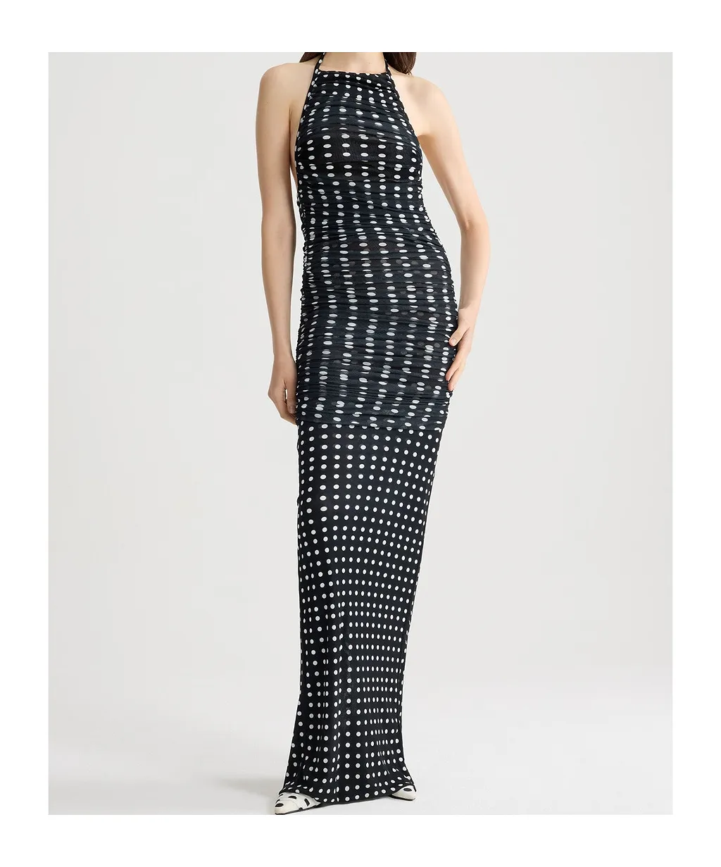 Patou Ruched Polka-Dot Dress