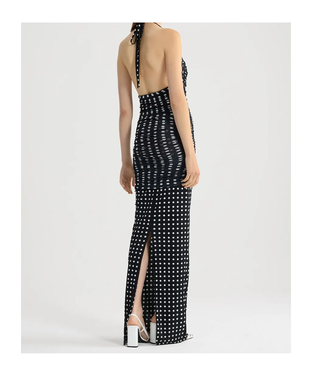 Patou Ruched Polka-Dot Dress