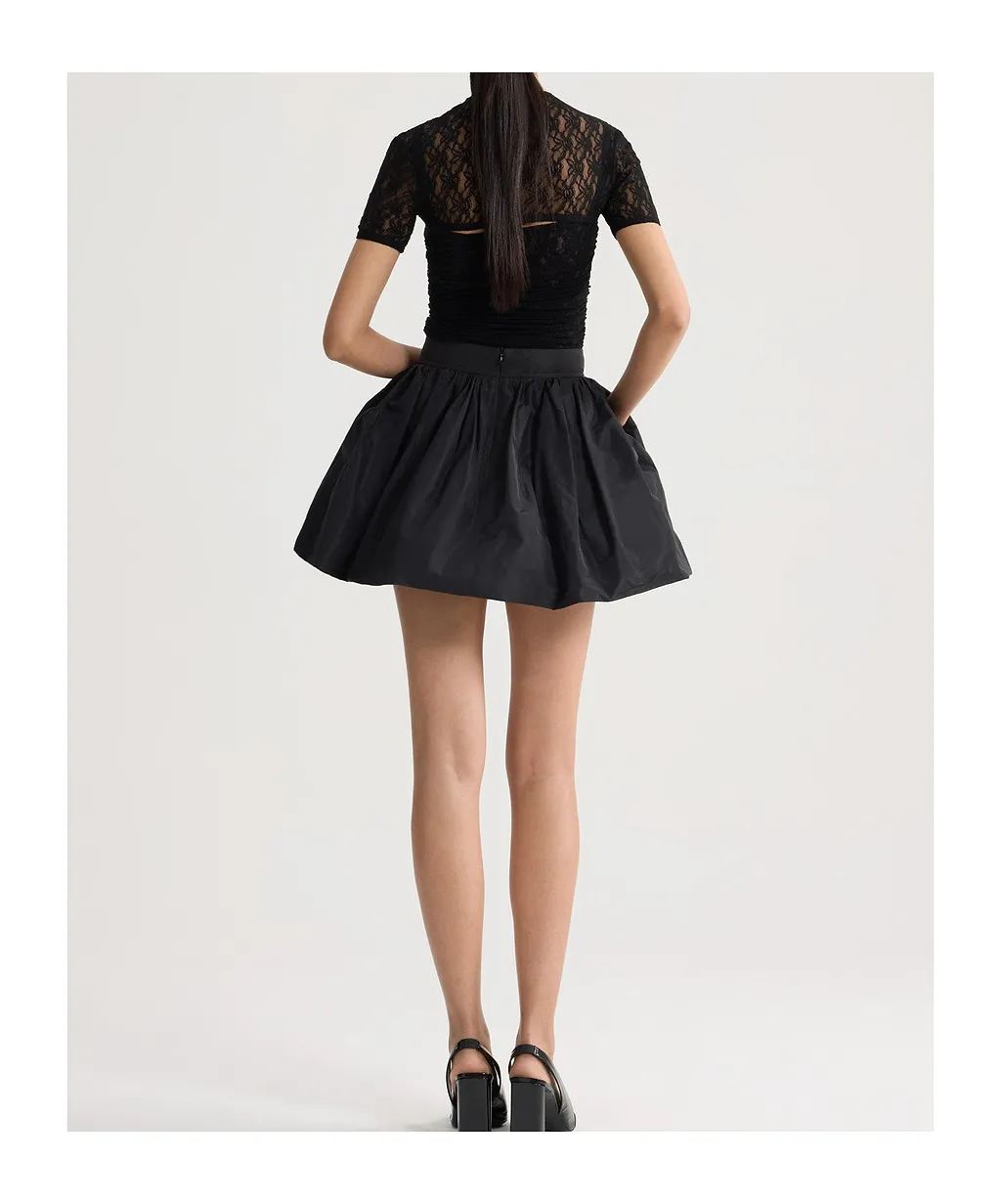 Patou Sheer Lace Short-Sleeve Top