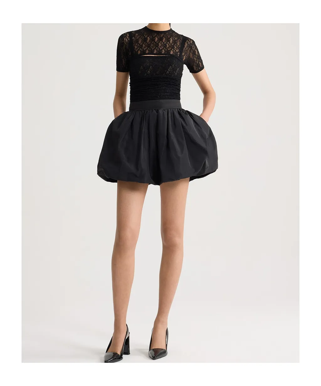 Patou Sheer Lace Short-Sleeve Top