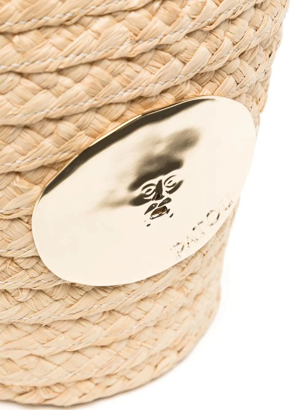 Patou Iconic Logo-Engraved Woven Bucket Bag