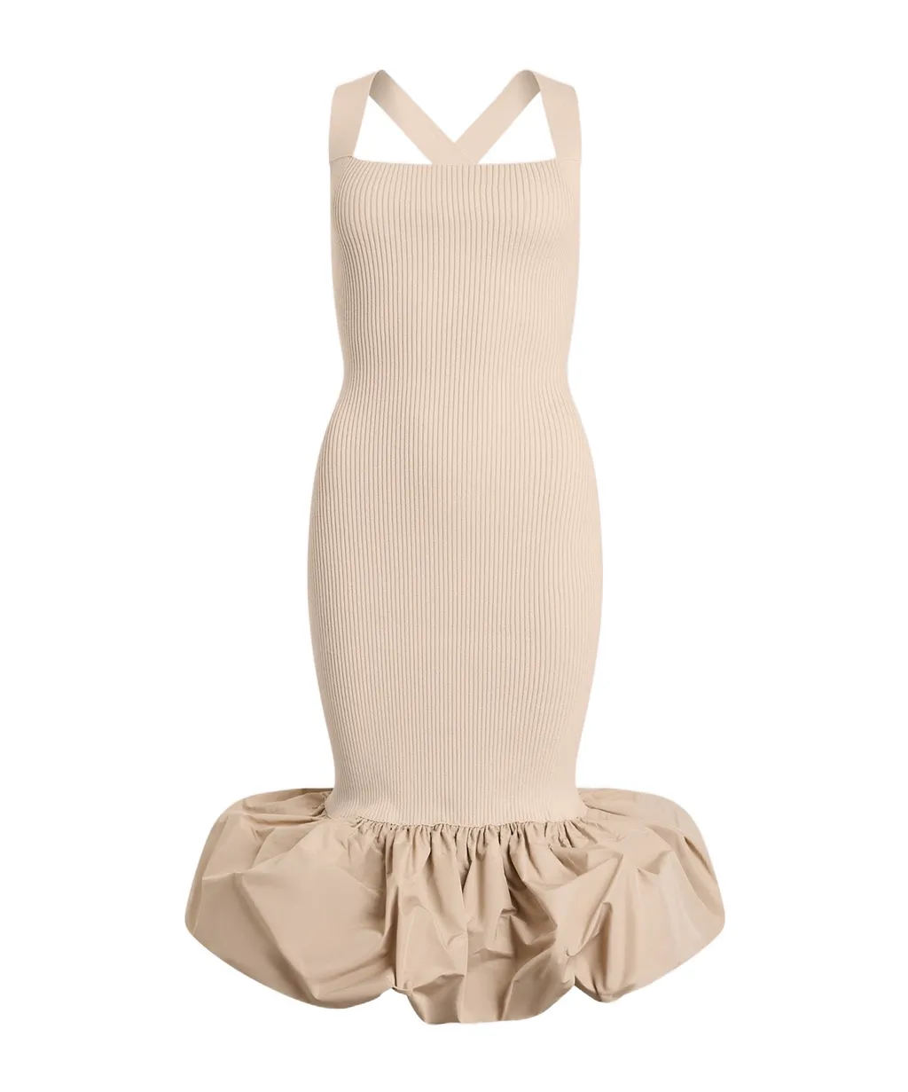 Patou Ruffled Hem Knitted Dress