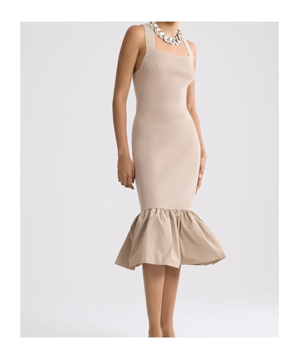 Patou Ruffled Hem Knitted Dress