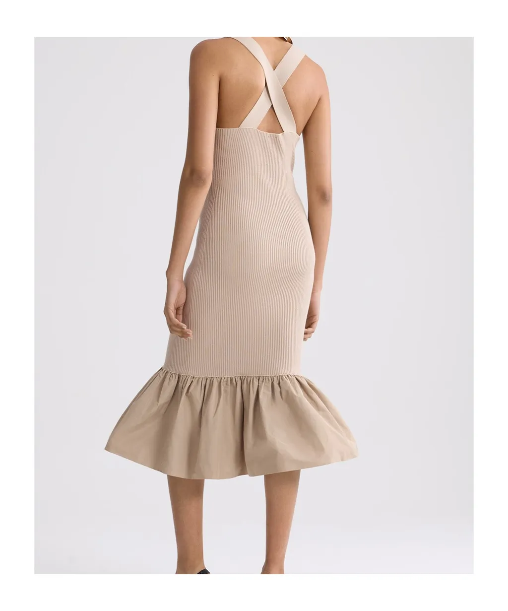 Patou Ruffled Hem Knitted Dress