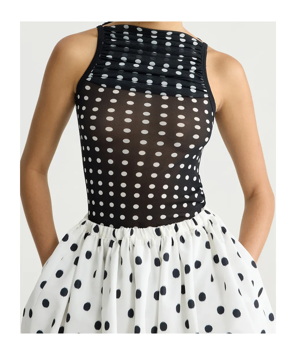 Ruched Polka-Dot Top