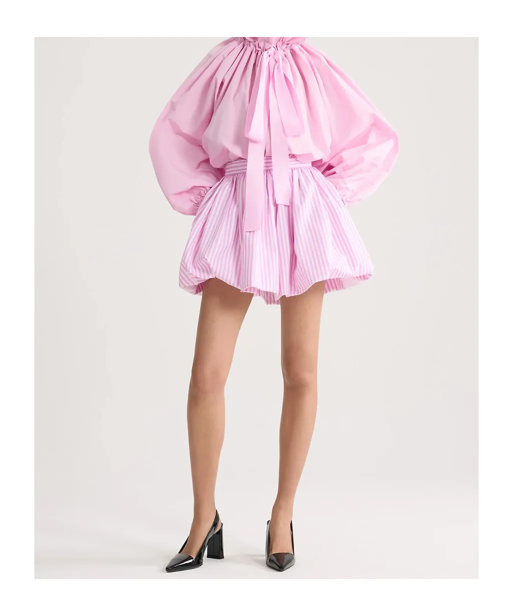 Striped Bloomer Mini Pleated Skirt
