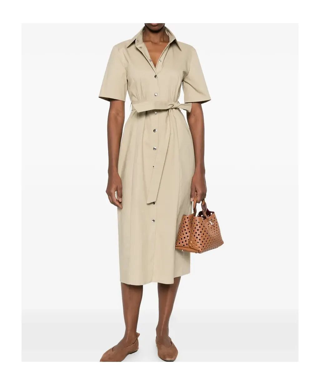 Belted Shirt Midi Dress