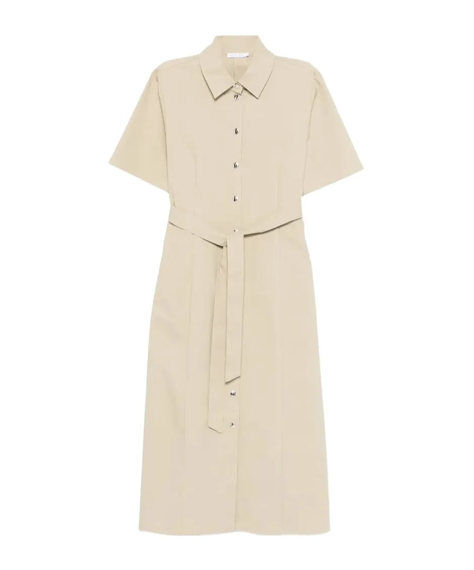 Belted Shirt Midi Dress