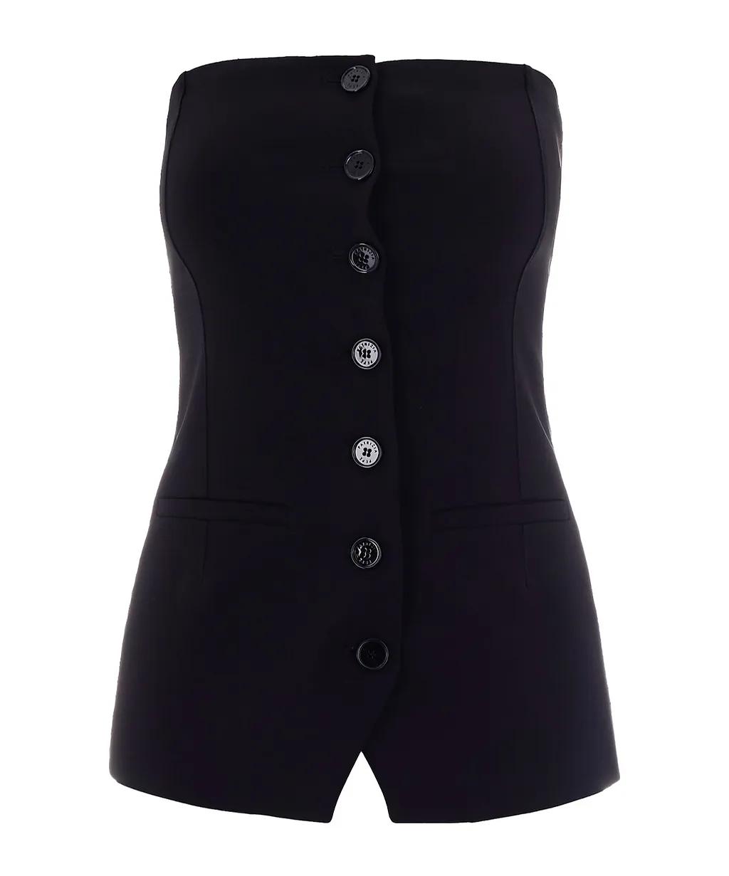 Patrizia Pepe Buttoned Strapless Top