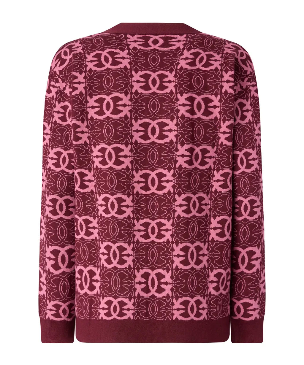 Pinko Love Birds Intarsia Knitted Cardigan