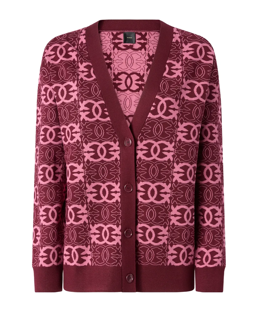 Pinko Love Birds Intarsia Knitted Cardigan