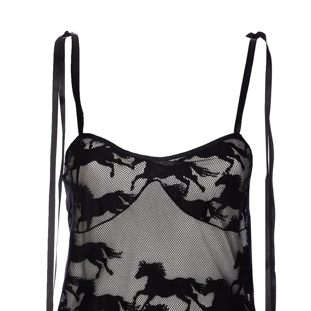 Pinko X Patrick Mcdowell Horse Motif Sheer Midi Dress
