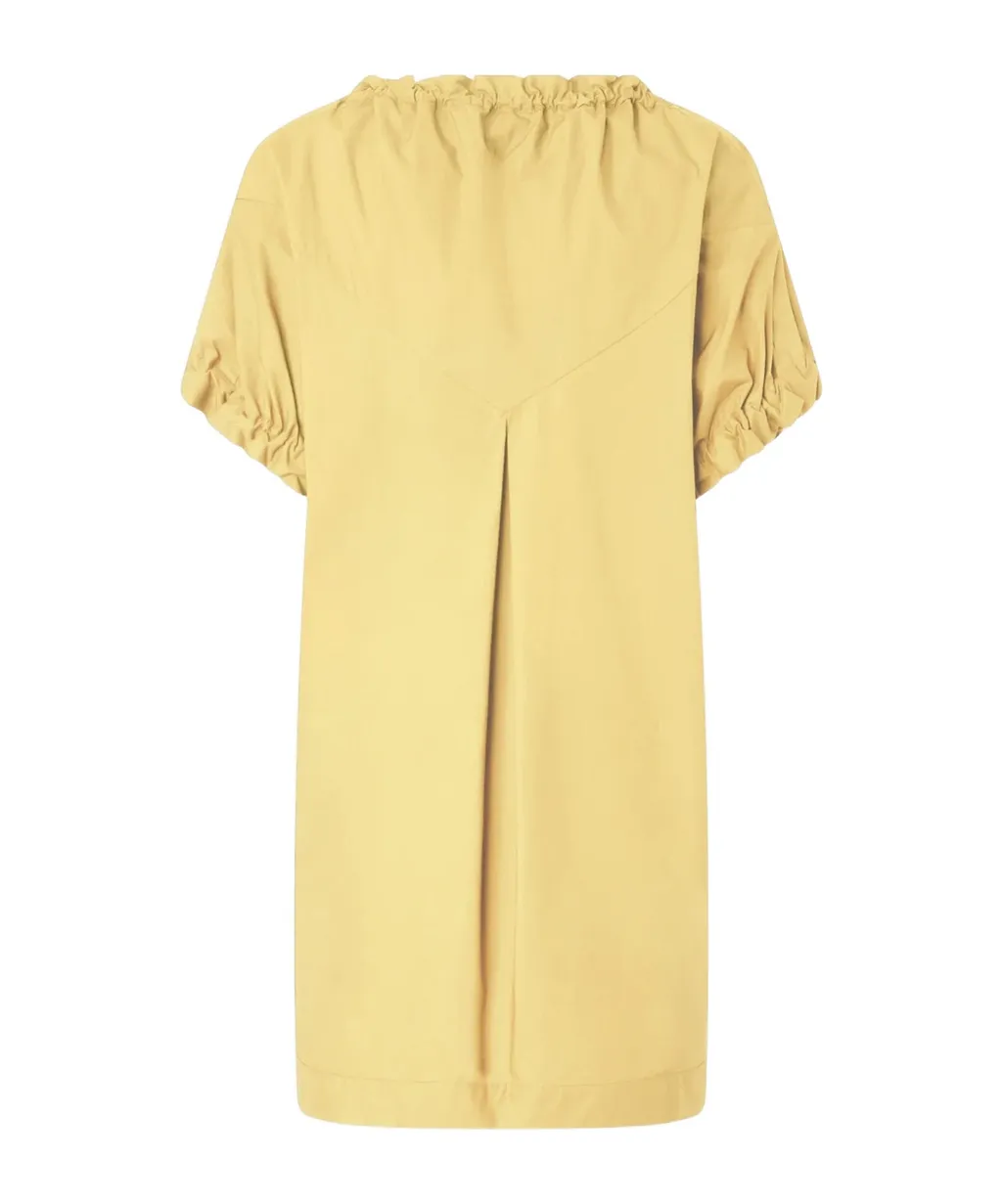 Puff-Sleeve Drawstring Dress