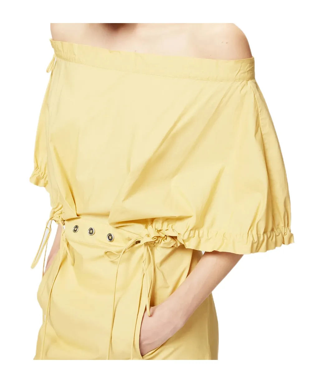 Puff-Sleeve Drawstring Dress