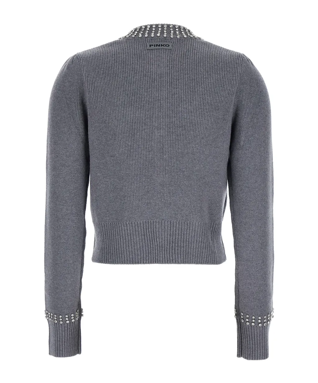 Pinko Embellished Neck Knitted Cardigan