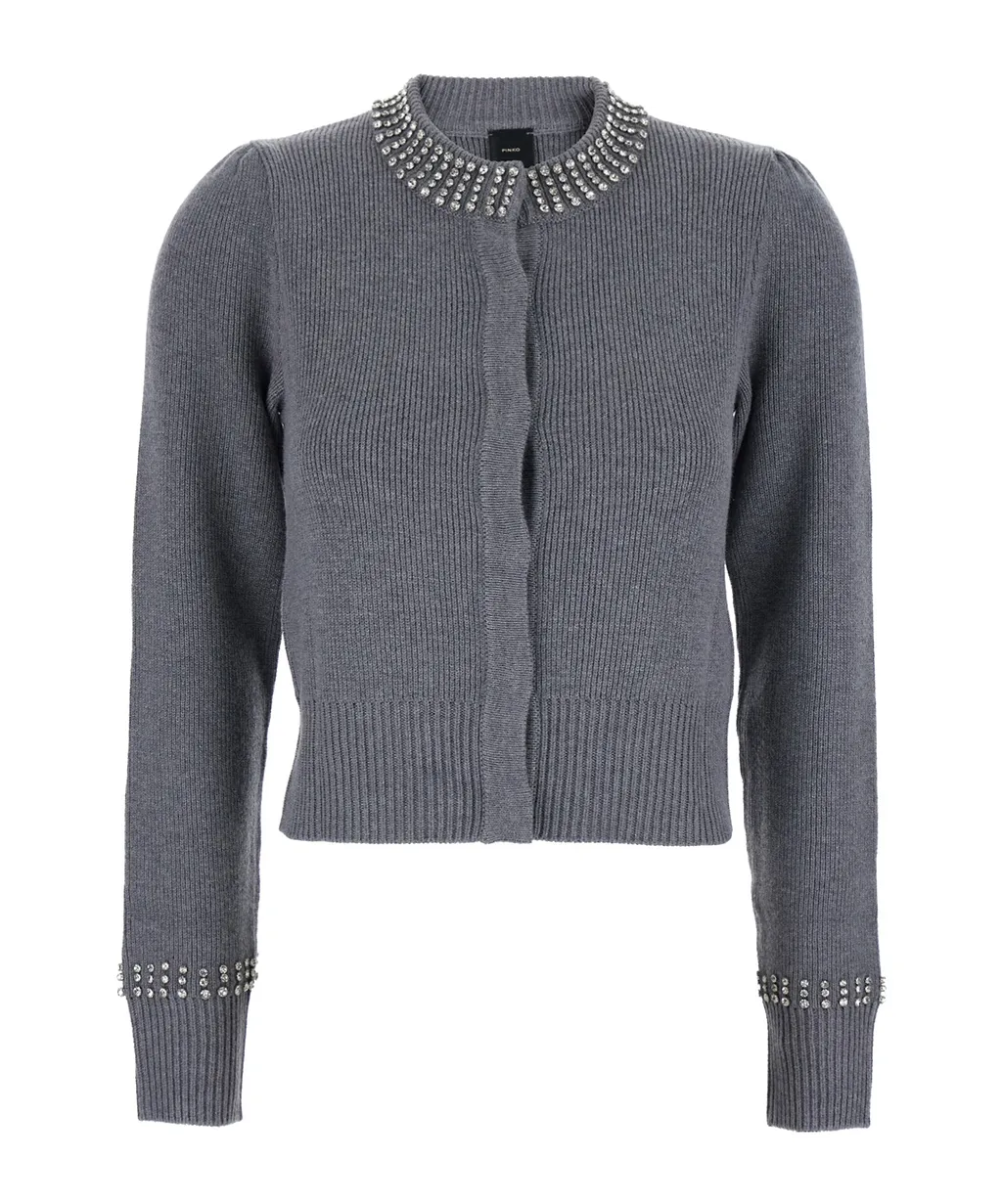 Pinko Embellished Neck Knitted Cardigan