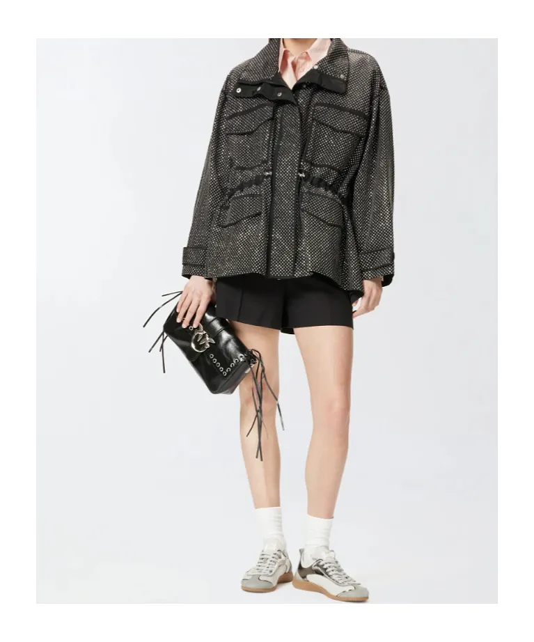 Rhinestoned Technical Coat