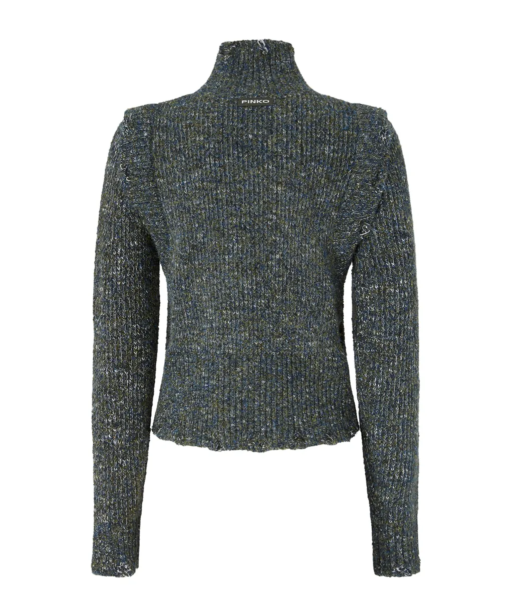Ruffled High-Neck Sweater
