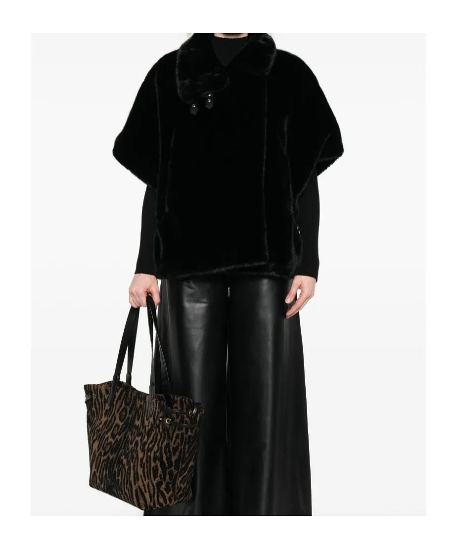 Pinko High-Neck Short Sleeved Cape Coat