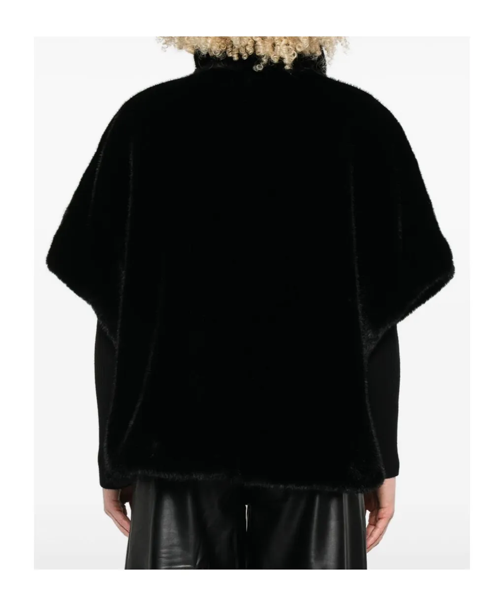 Pinko High-Neck Short Sleeved Cape Coat