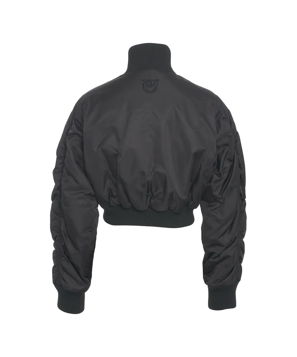 Zip-Front Crop Bomber Jacket
