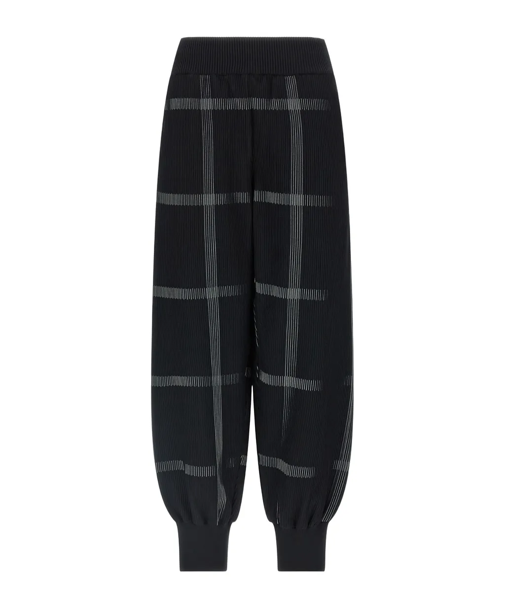 Pleats Please Issey Miyake Crossing Knit Checked Knitted Trousers