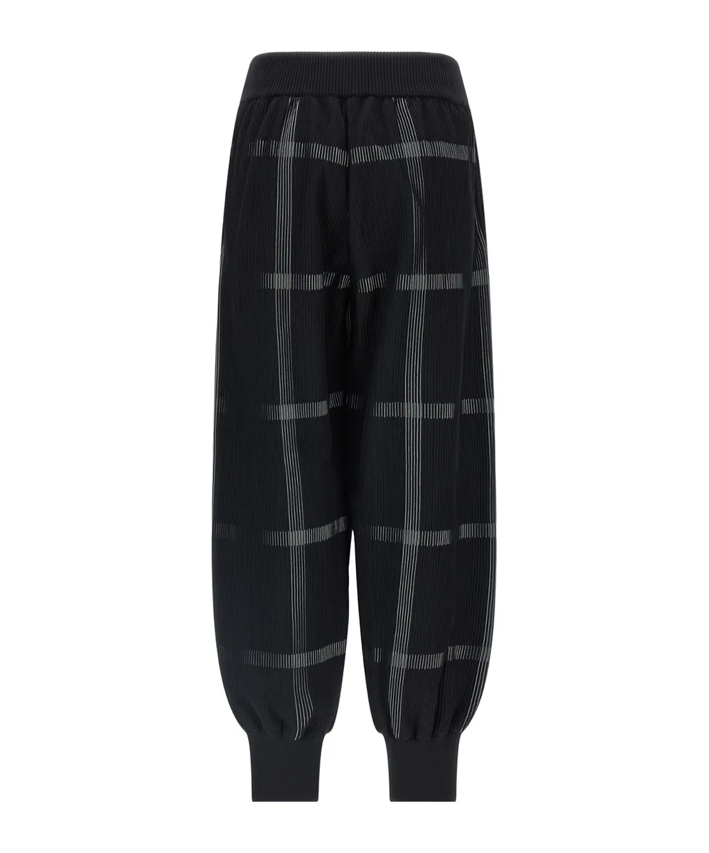 Pleats Please Issey Miyake Crossing Knit Checked Knitted Trousers