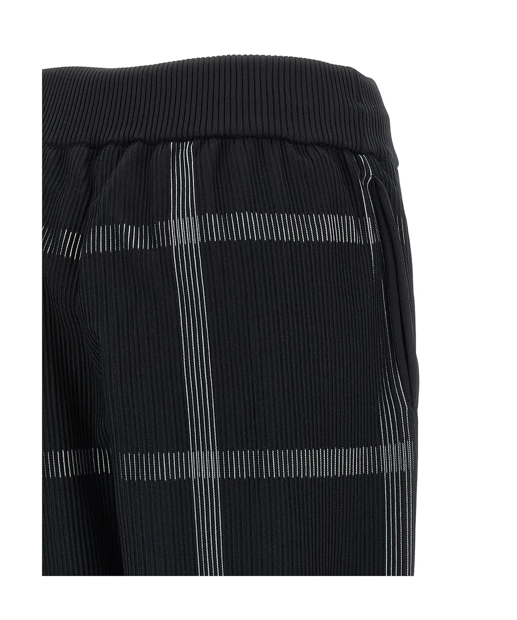 Pleats Please Issey Miyake Crossing Knit Checked Knitted Trousers