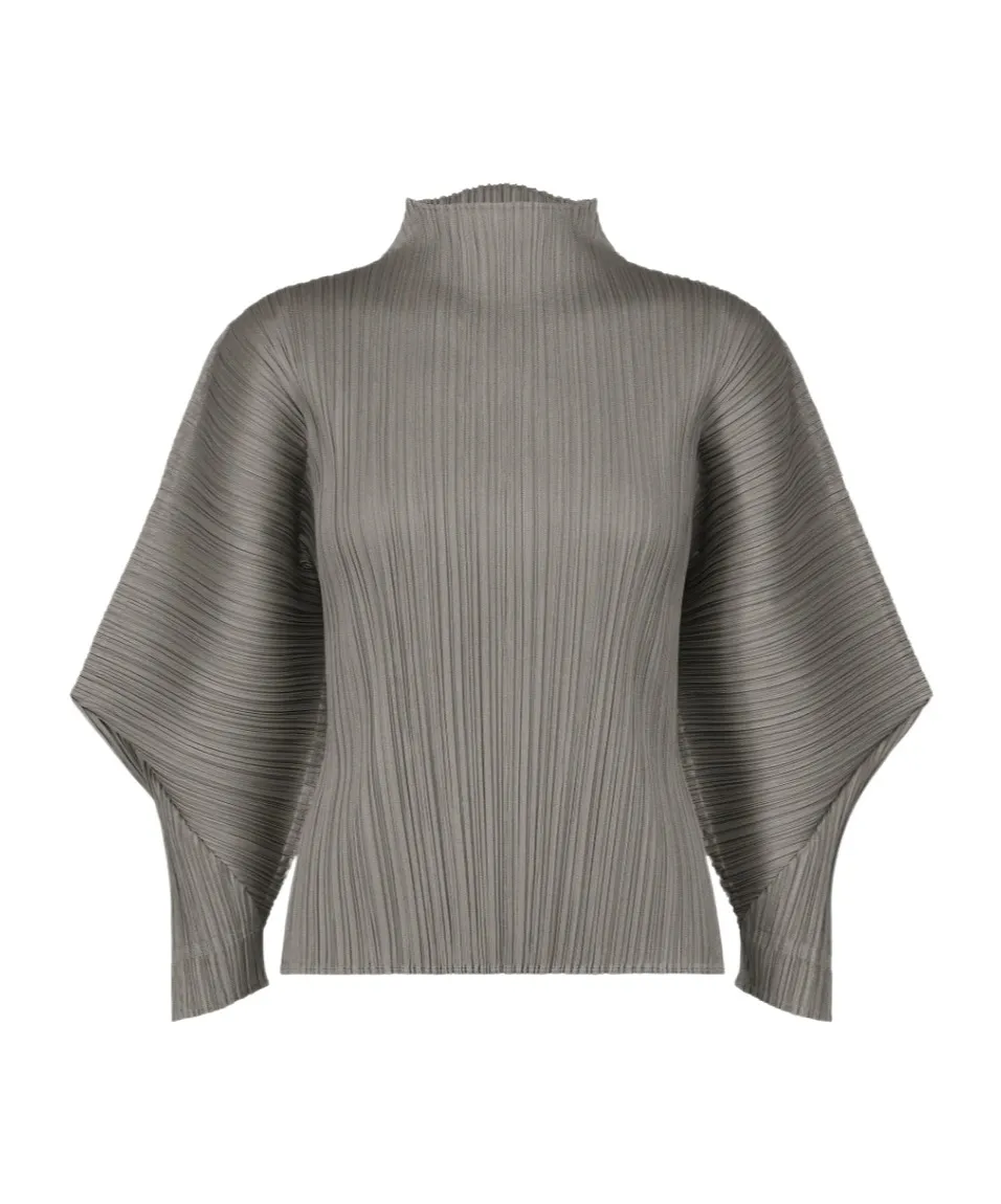 Pleats Please Issey Miyake Skyline Mock Neckline Top