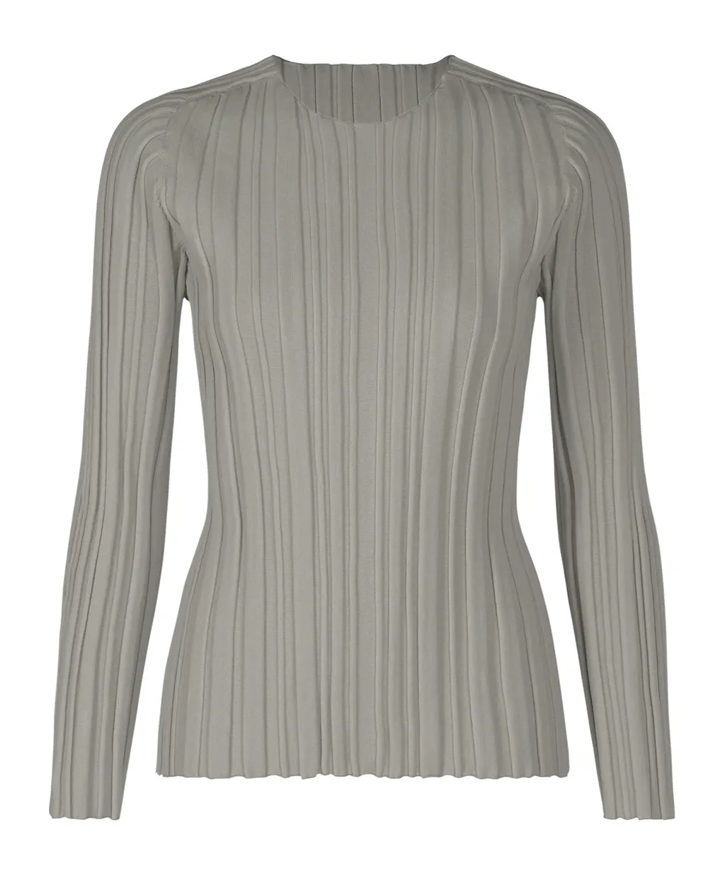 Ribbed Knit Crew Neck Top