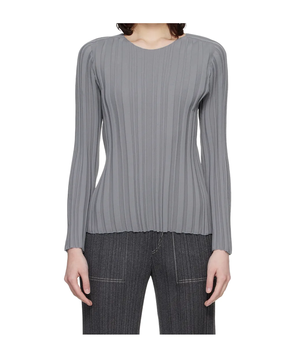 Ribbed Knit Crew Neck Top