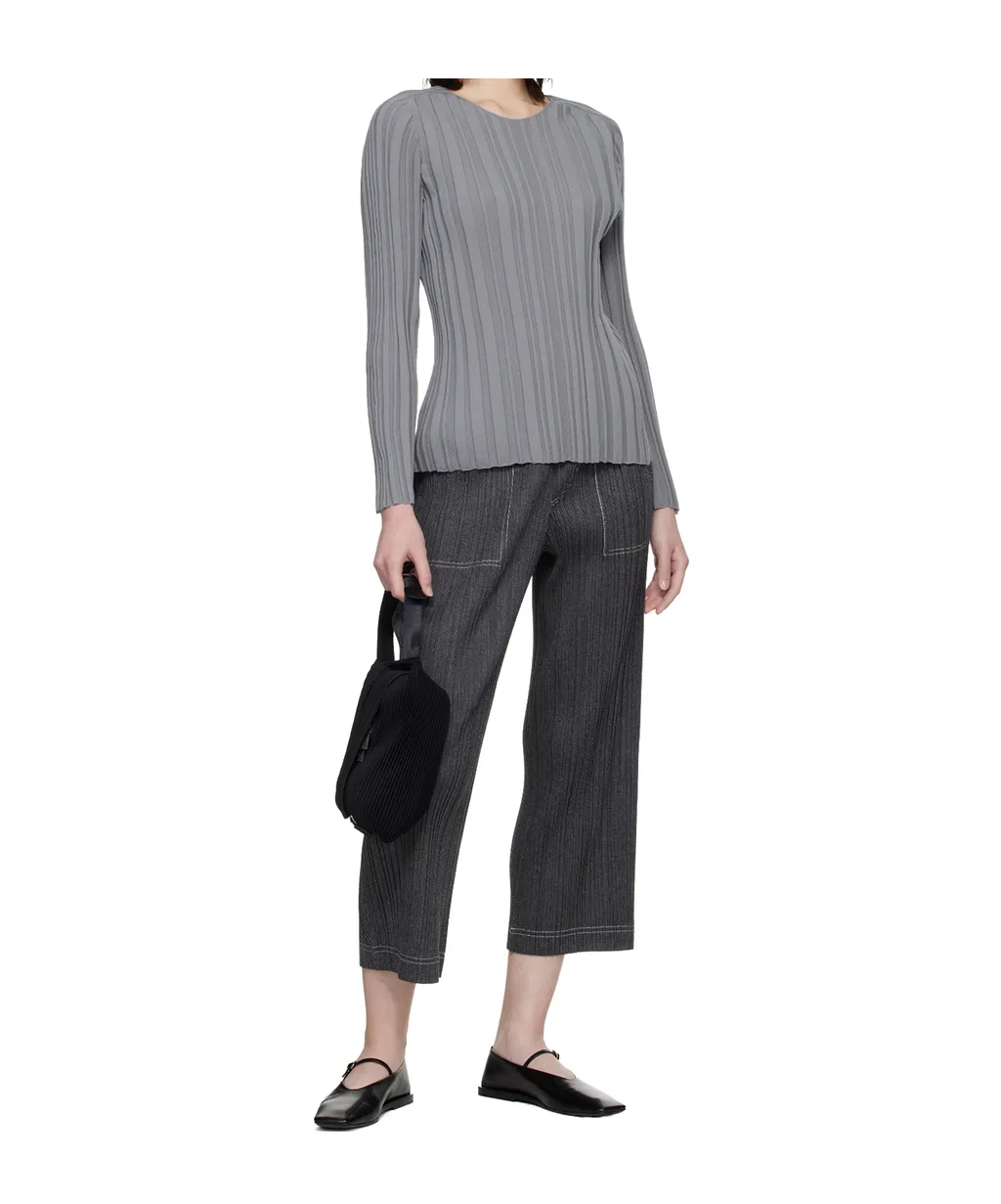 Ribbed Knit Crew Neck Top