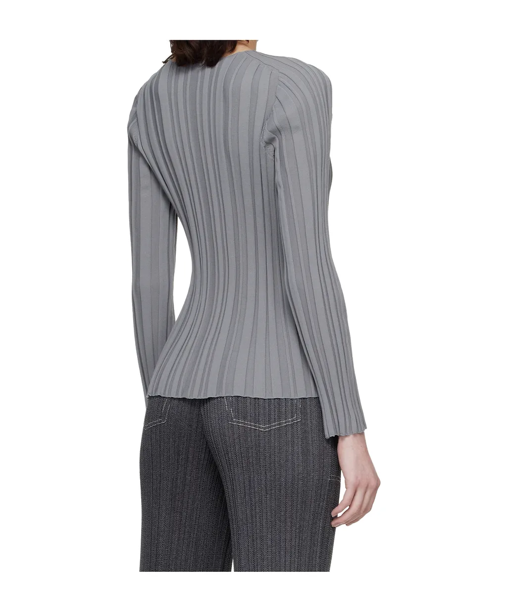Ribbed Knit Crew Neck Top