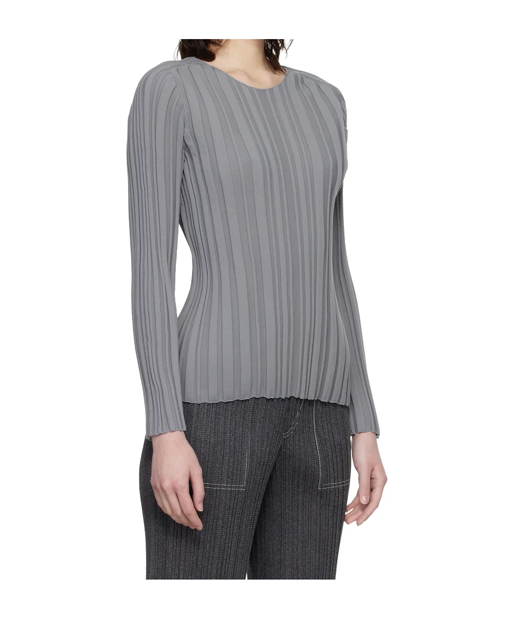 Ribbed Knit Crew Neck Top