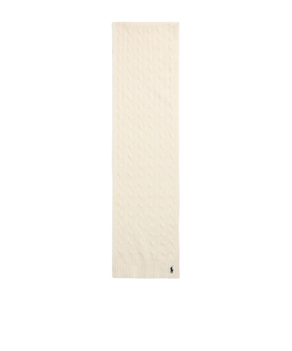 Polo Ralph Lauren Logo Embroidered Cable Knitted Scarf