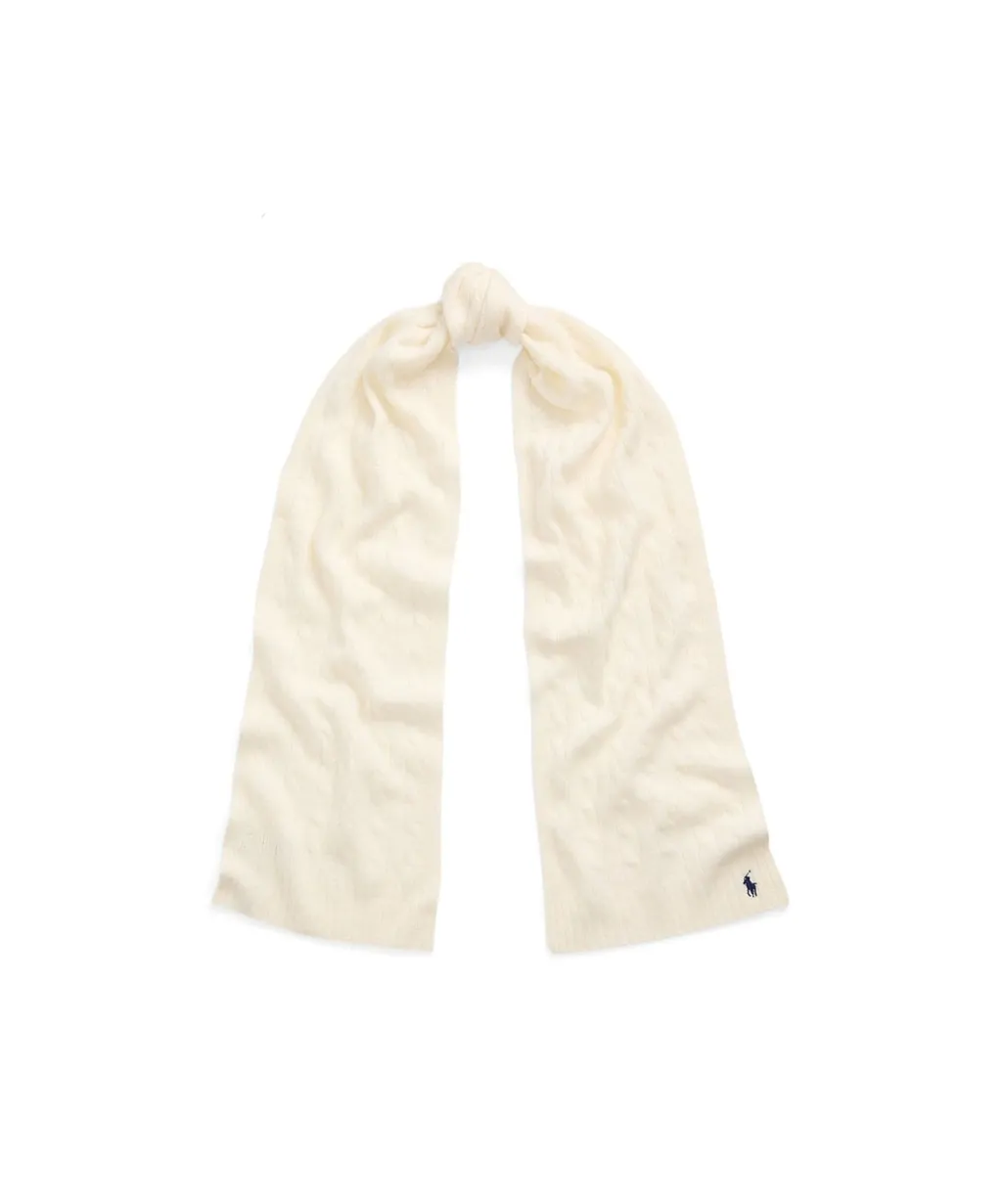 Polo Ralph Lauren Logo Embroidered Cable Knitted Scarf