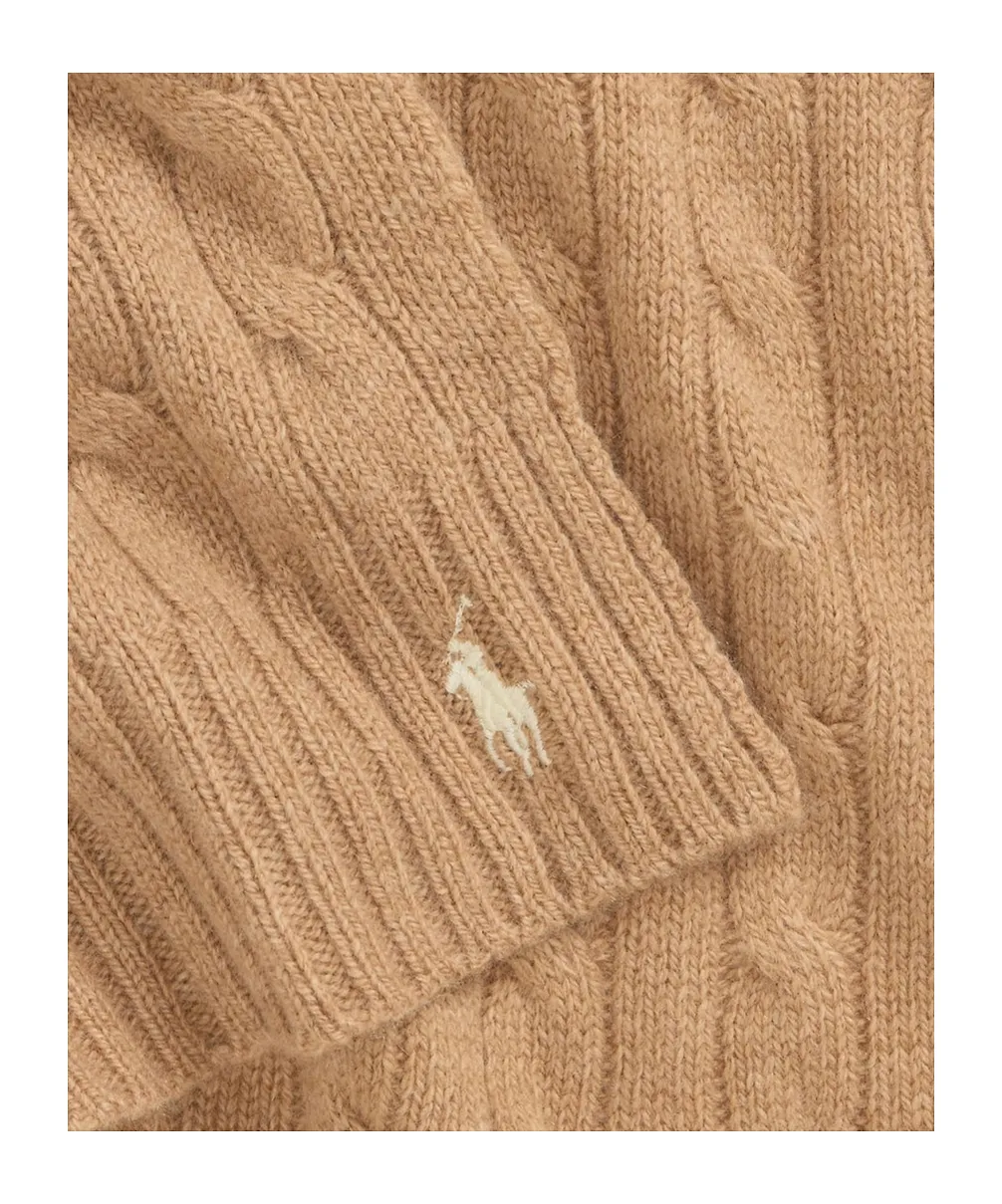 Polo Ralph Lauren Logo Embroidered Cable Knitted Scarf