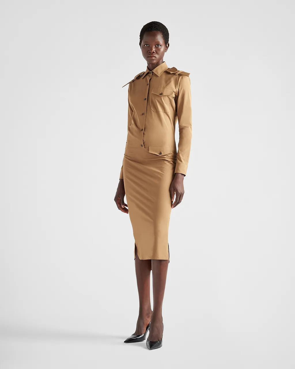 Prada Long-Sleeved Poplin Dress