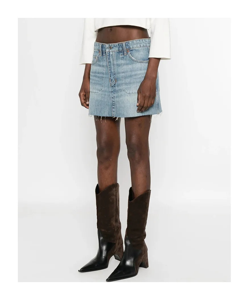 Denim Skirt With Belt Loop