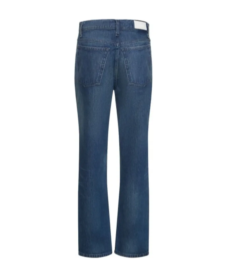 Denim Trousers With Logo Affixed