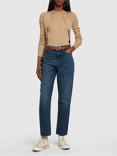 Denim Trousers With Logo Affixed