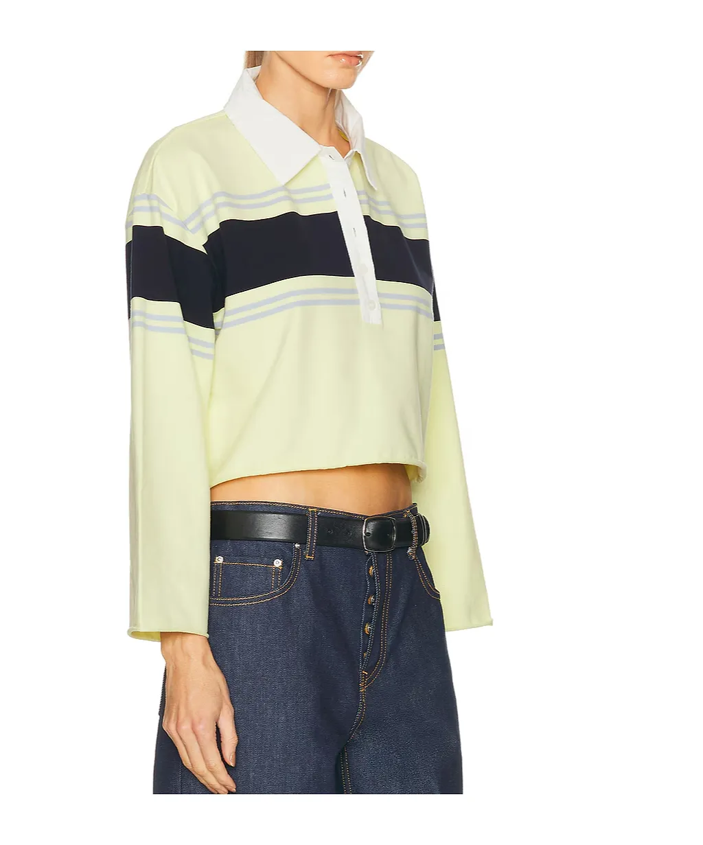Re/Done Striped Long-Sleeved Polo Shirt