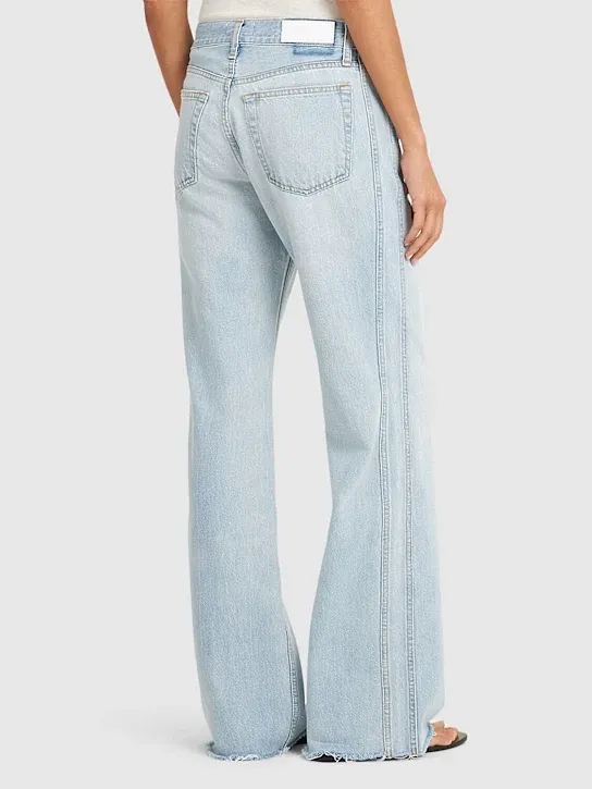 Ripped Denim Pants With Decorative Hem