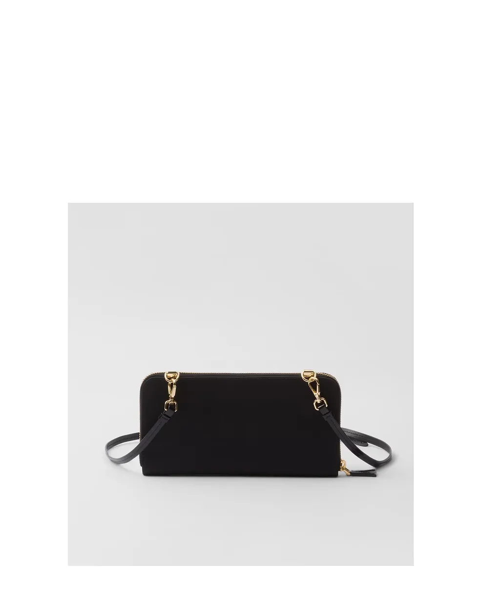 Re-Nylon And Brushed Leather Wallet